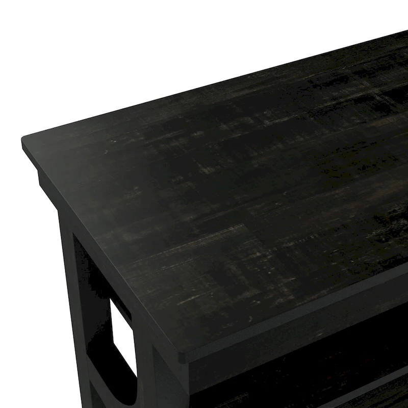 DH BASIC Farmhouse Black Oak 47-inch 3-Open Shelf Console Table by Denhour