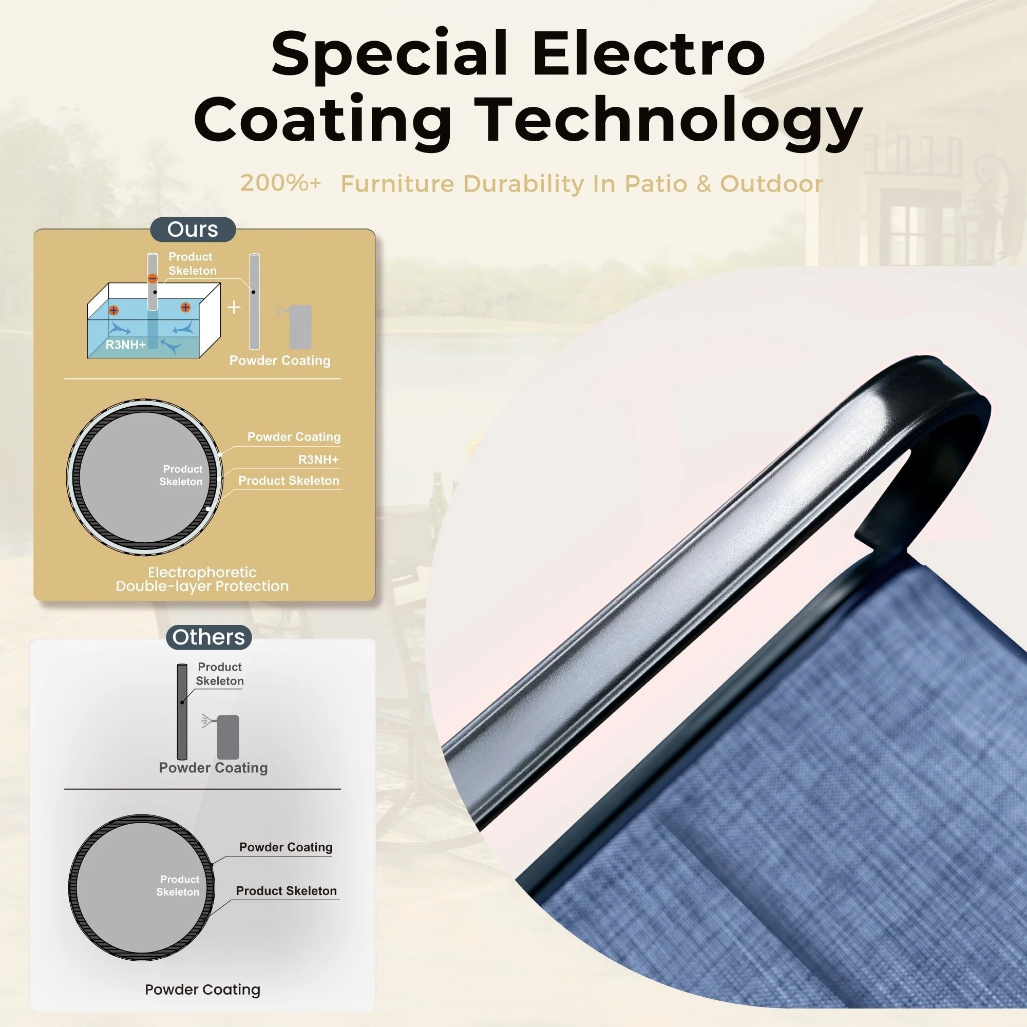 MAISON ARTS 8 PCS Patio Dining Set with 13ft Patio Umbrella