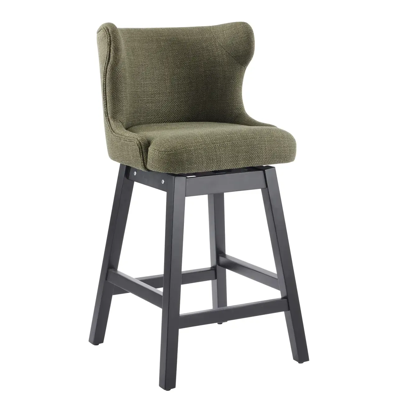 Set Of 2 Bar Height Mid-century Modern Upholstered Bar Stools