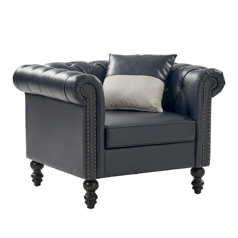 Faustina Traditional Upholstered Armchair with Solid Wood Legs by HULALA HOME