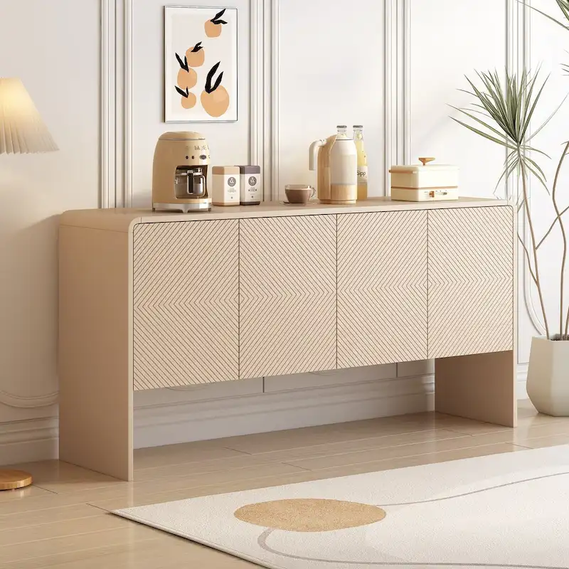 60L 4-Door Sideboard with Adjustable Shelves (Cream)
