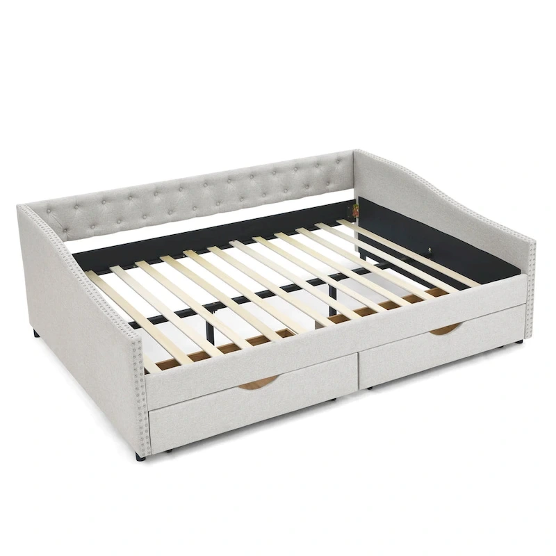 Daybed with Drawers Upholstered Tufted