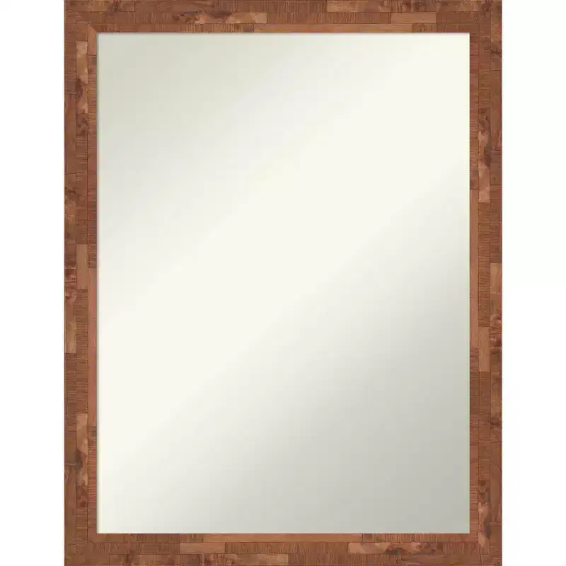 21" x 27" Non-Beveled Fresco Light Pecan Wood Wall Mirror - Amanti Art: Modern Design, Includes Mounting Hardware