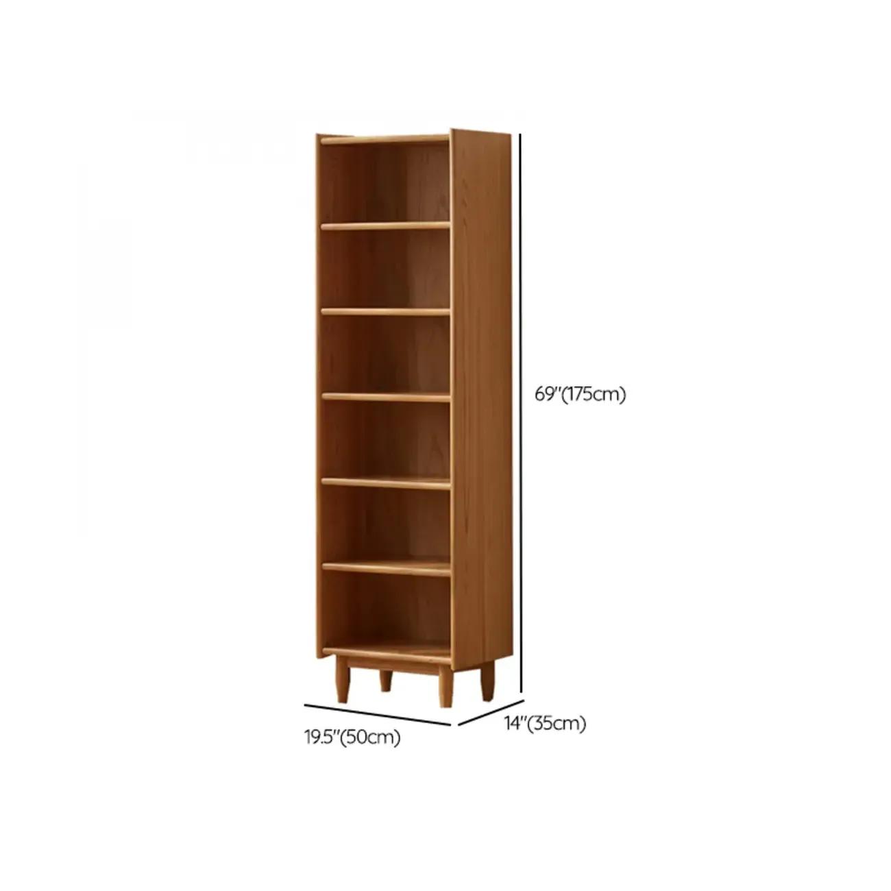 Modern Wooden 6-Tier Rectangle Oak Large Bookcase