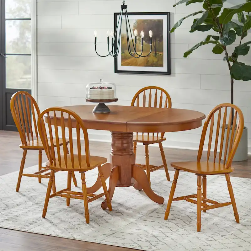 Simple Living Carolina Farmhouse Solid Wood Dining Table with Leaf