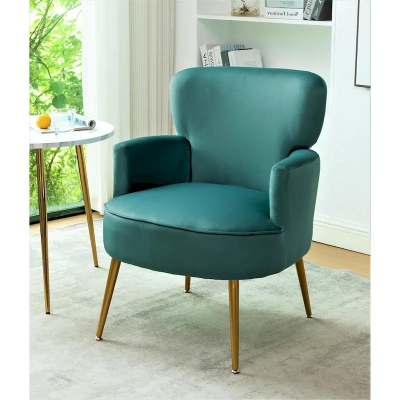 Velvet Accent Chair with Gold Metal Legs