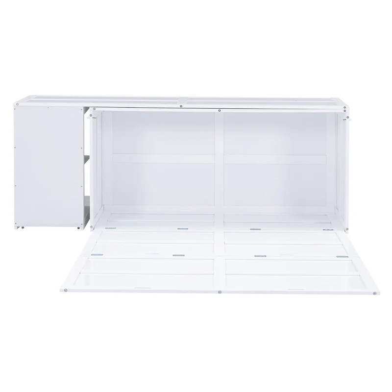 Queen Murphy Bed with Rotating Desk - Pine Wood Foldable