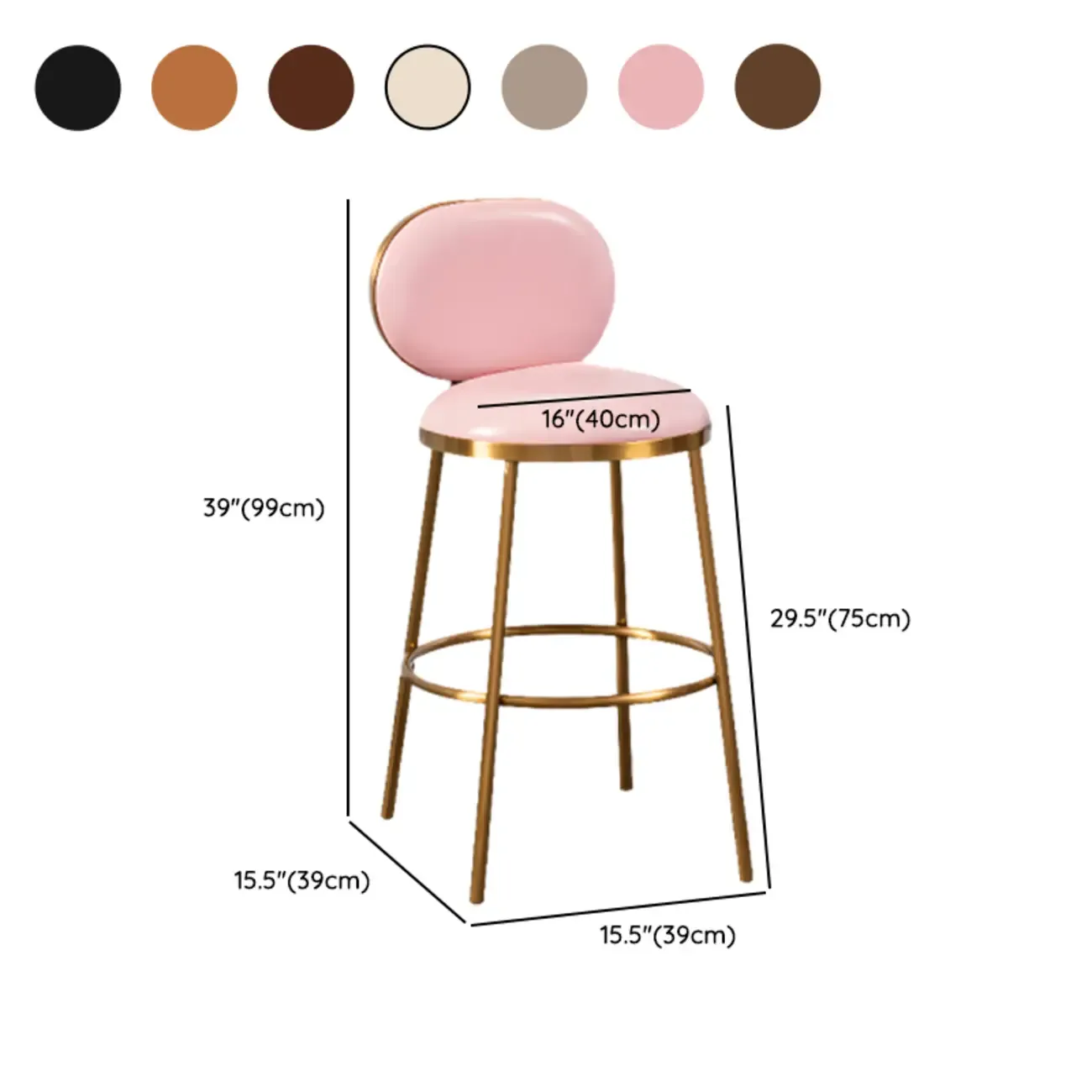 Modern 4-Leg Metal Faux Leather Upholstered Bar Stools