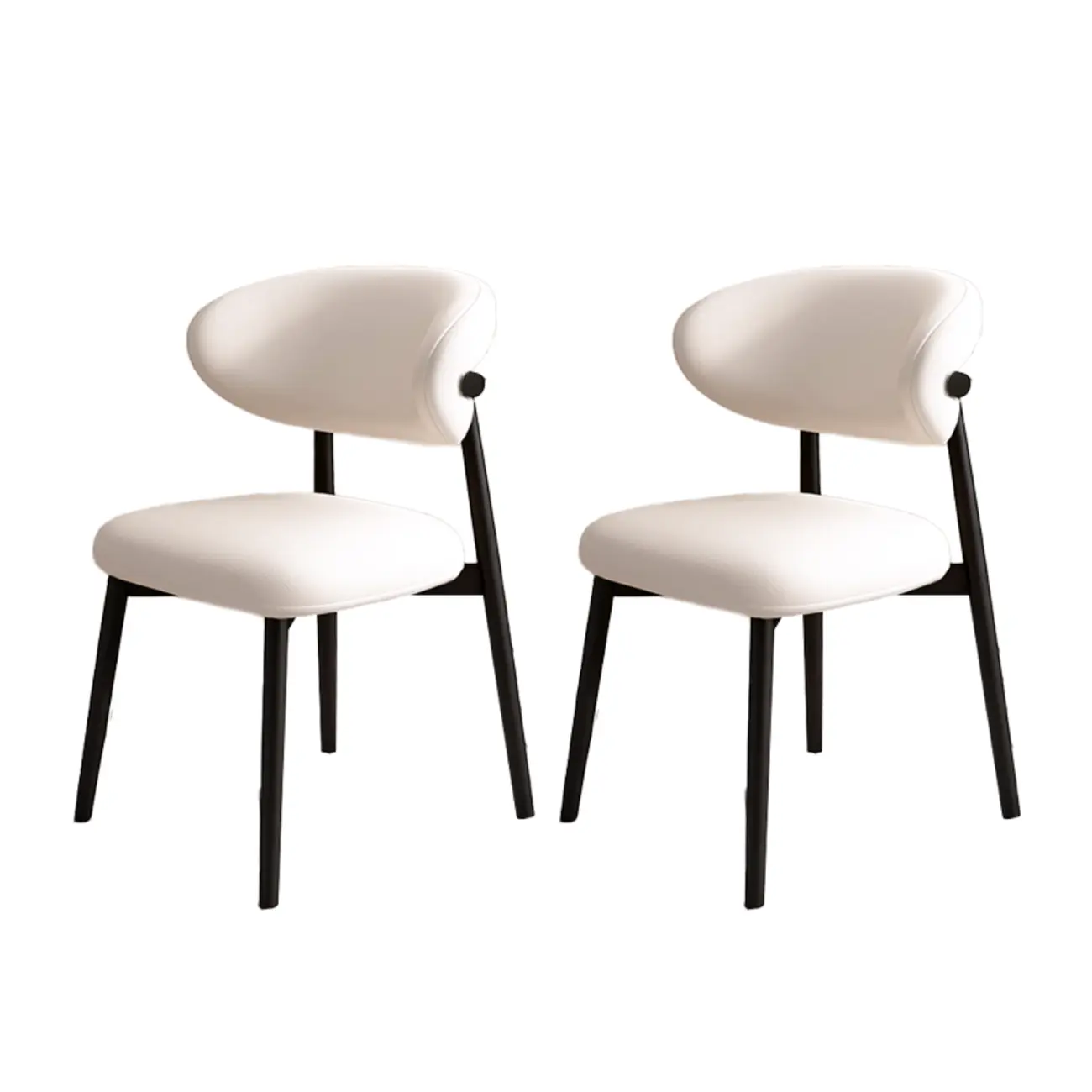 Modern Leather Wood Dining Chair Set of 2