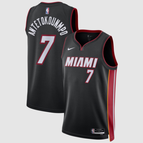 Unisex Miami Heat Giannis Antetokounmpo Black Swingman Jersey - Icon Edition
