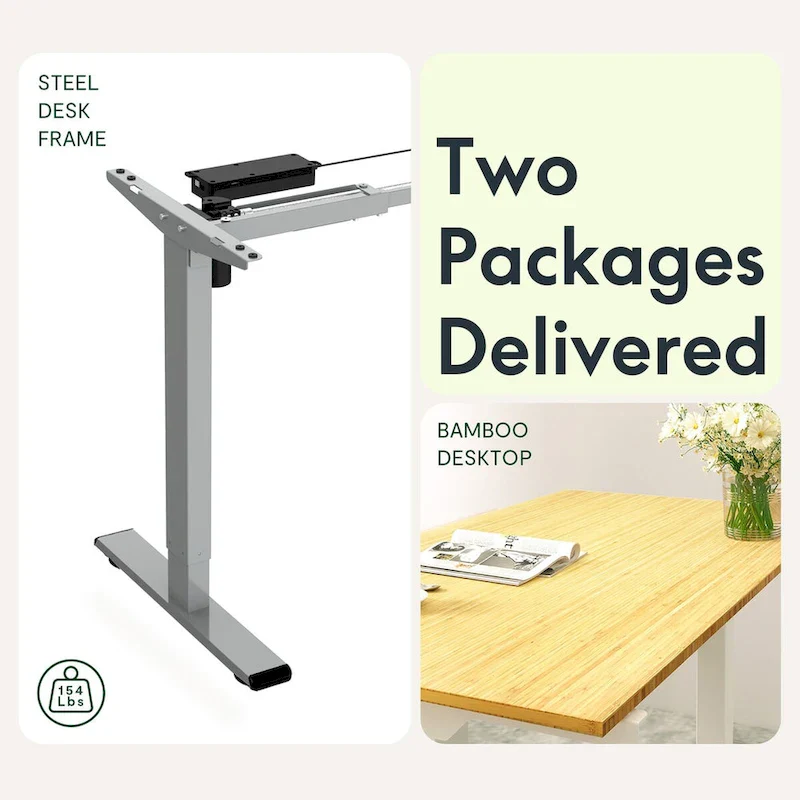 Bamboo Electric Height Adjustable Standing Desk - Single User