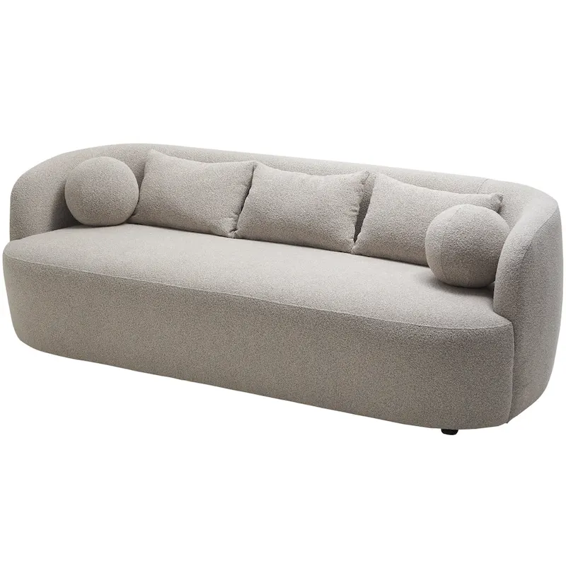 KINWELL Sherpa Boucle Upholstered 3-Seater Sofa Couch, 85 W