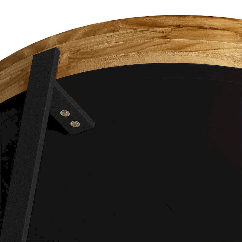 33.86  Modern Retro Splicing Wooden Round Coffee Table with Cross Legs Base