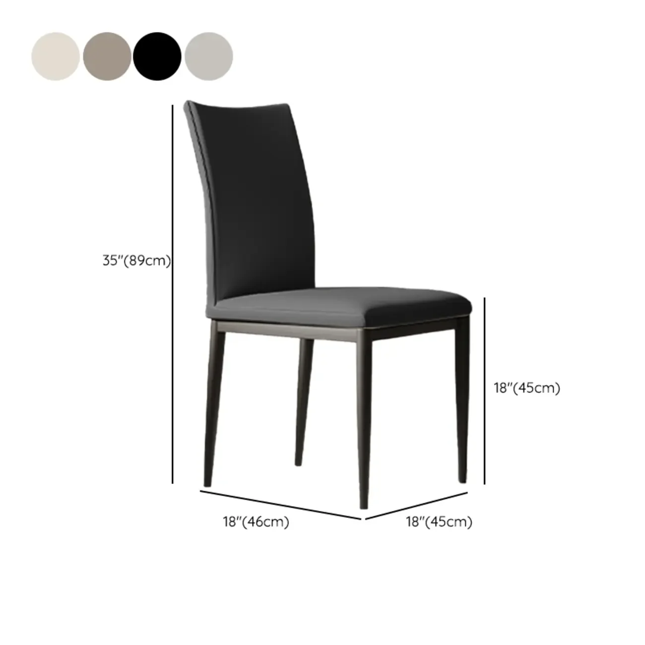 Modern Faux Leather Upholstered Solid Back Dining Chair