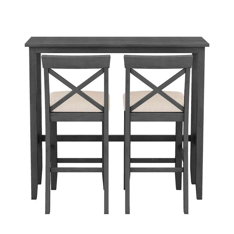 3-Piece Farmhouse Dining Set with Rectangular Table & 2 Chairs