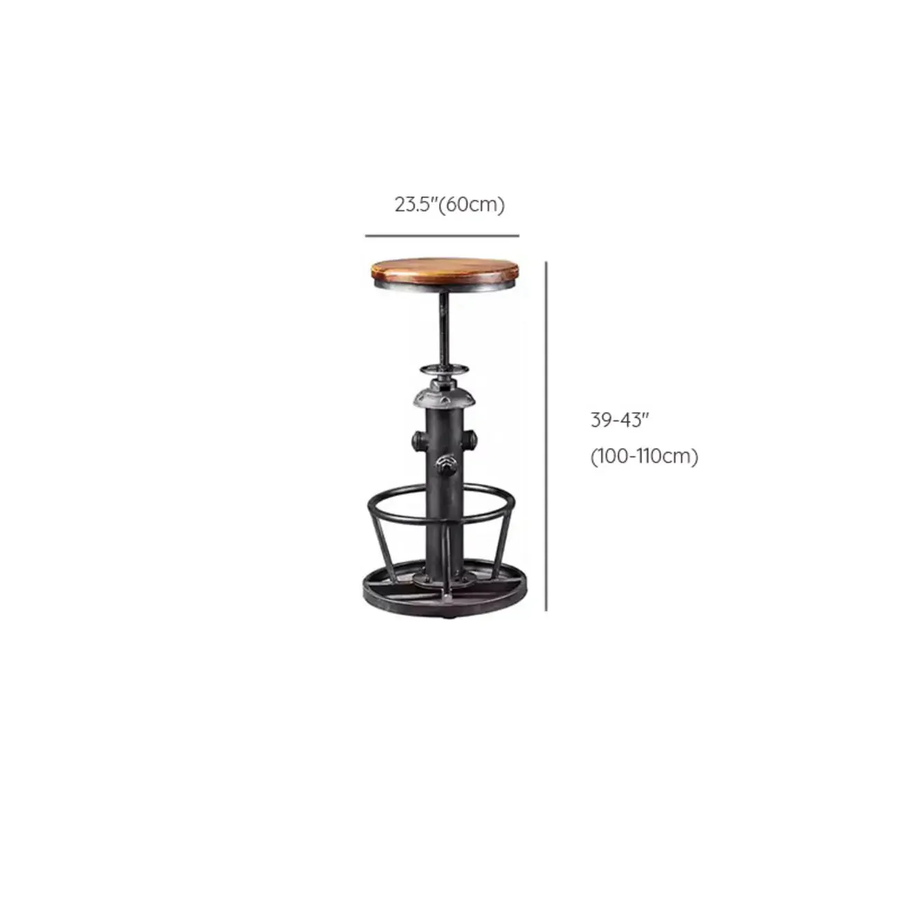 Adjustable Height Industrial Wood Metal Round Bar Table