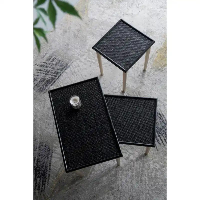 A&B Home Two Tone Nesting Side Tables - Set of 3 - Black/Gold