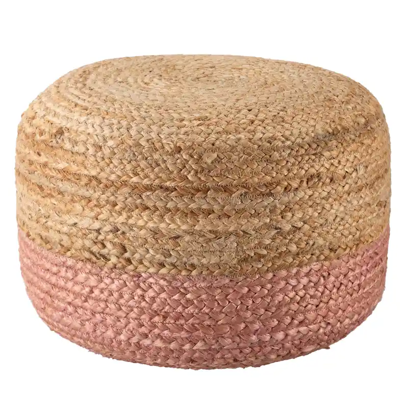 Juniper Home Saba Round Jute Pouf Ottoman/Foot Stool