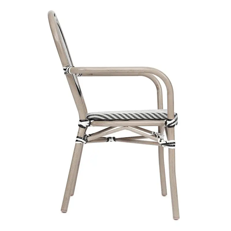 2 Pack All-Weather Commercial Paris Chairs with Arms and metal Frames - N/A