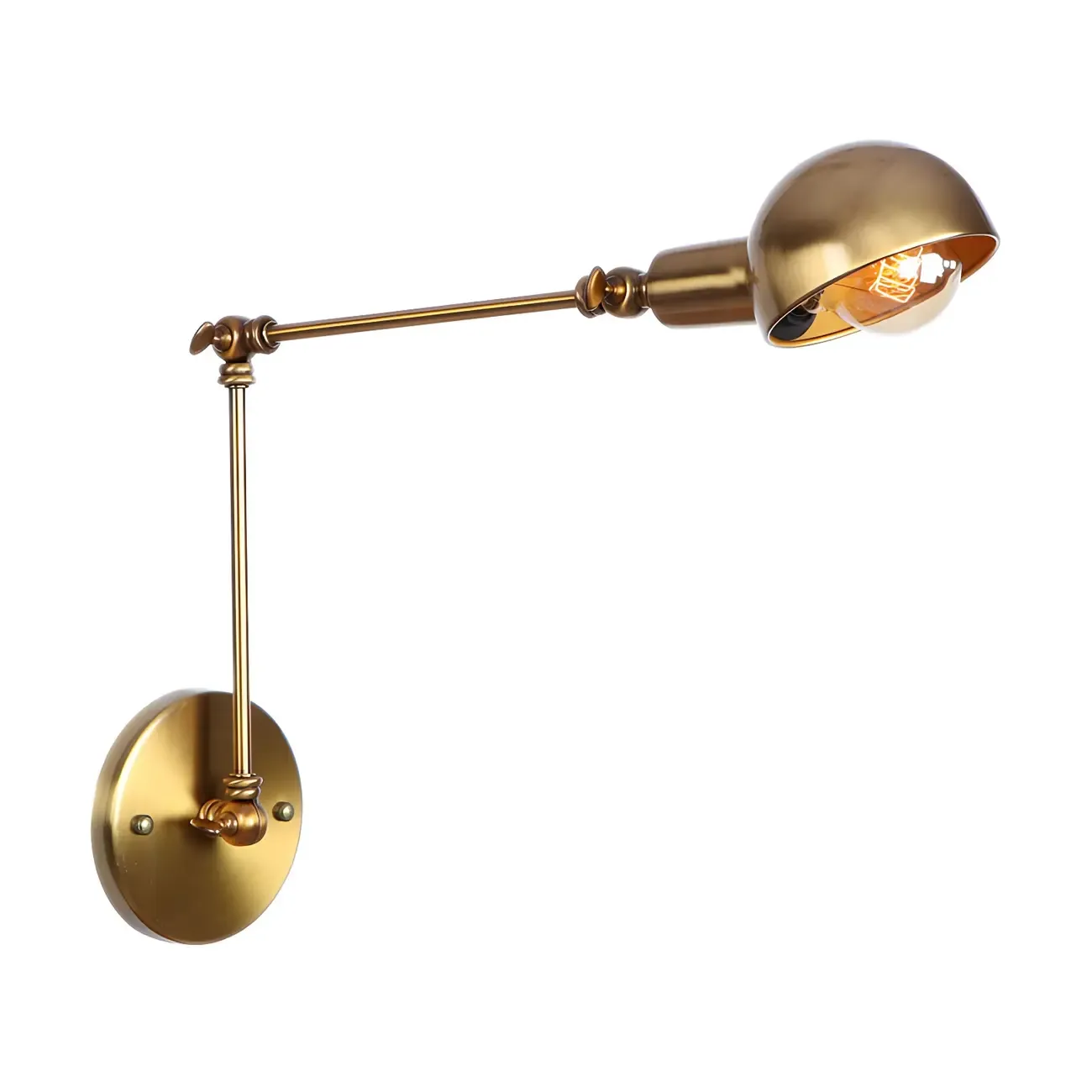 Gold and White Dome Swing Arm Wall Light
