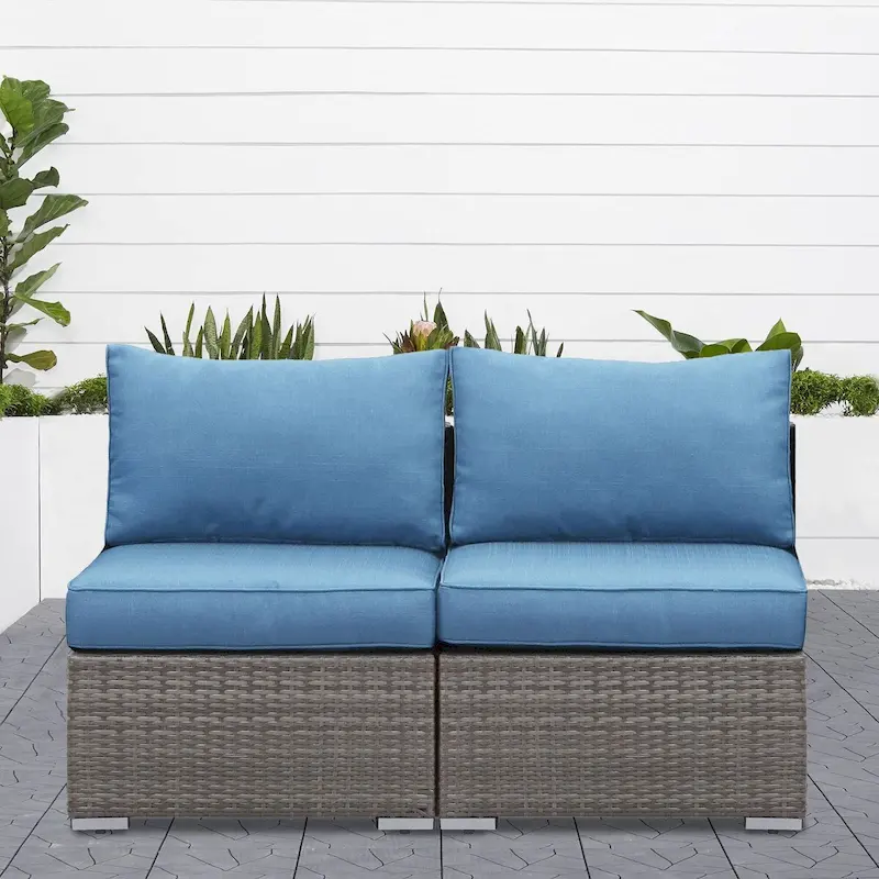 Royalcraft 2 Pieces PE Rattan Wicker Patio Armless Sofas