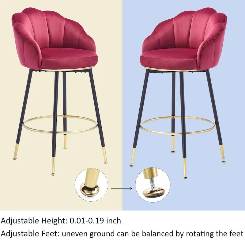 Modern Swivel Bar Stools With Backs – Set of 2, Stylish Kitchen Counter Seating