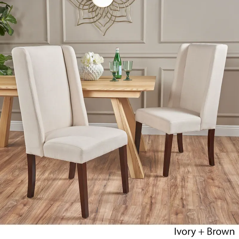 Fabric Wingback Dining Chairs Set of 2