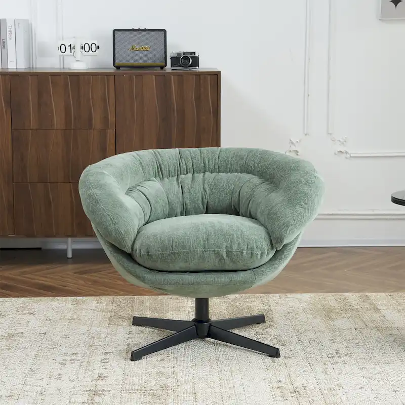 Chenille Upholstered Swivel Club Chair