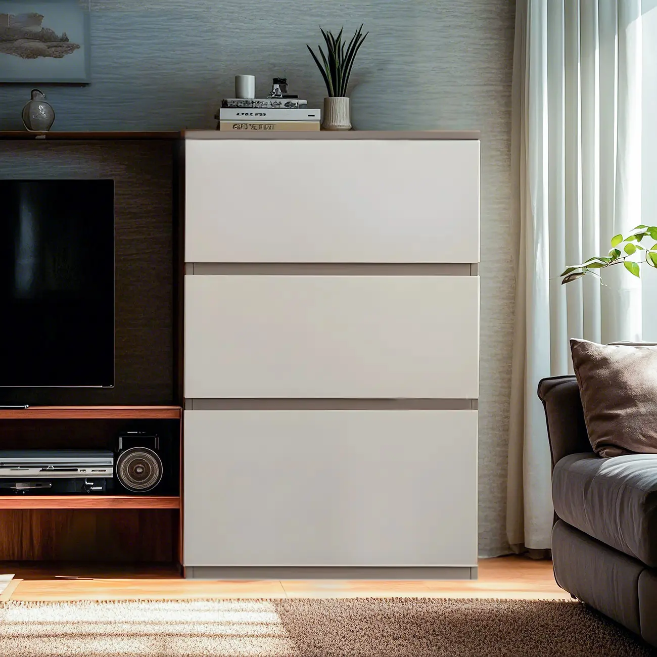 Nordic Wooden Double Dresser with 6-Drawer