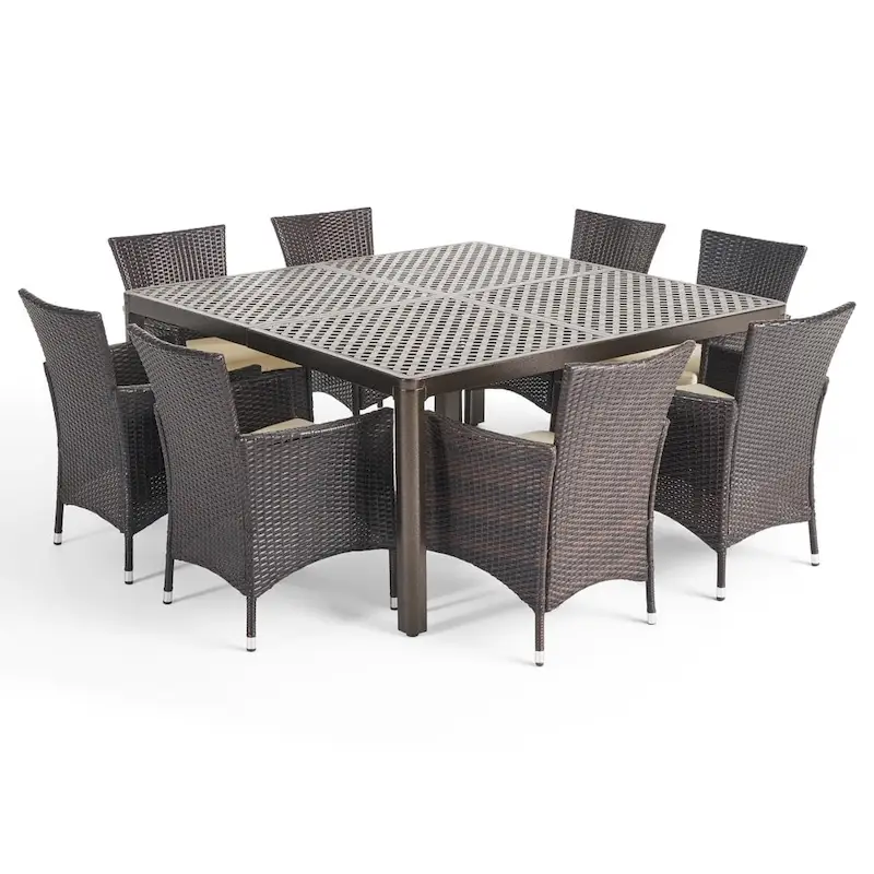 Bragdon Aluminum/ Brown Wicker 9-piece Outdoor Dining Set by Christopher Knight Home