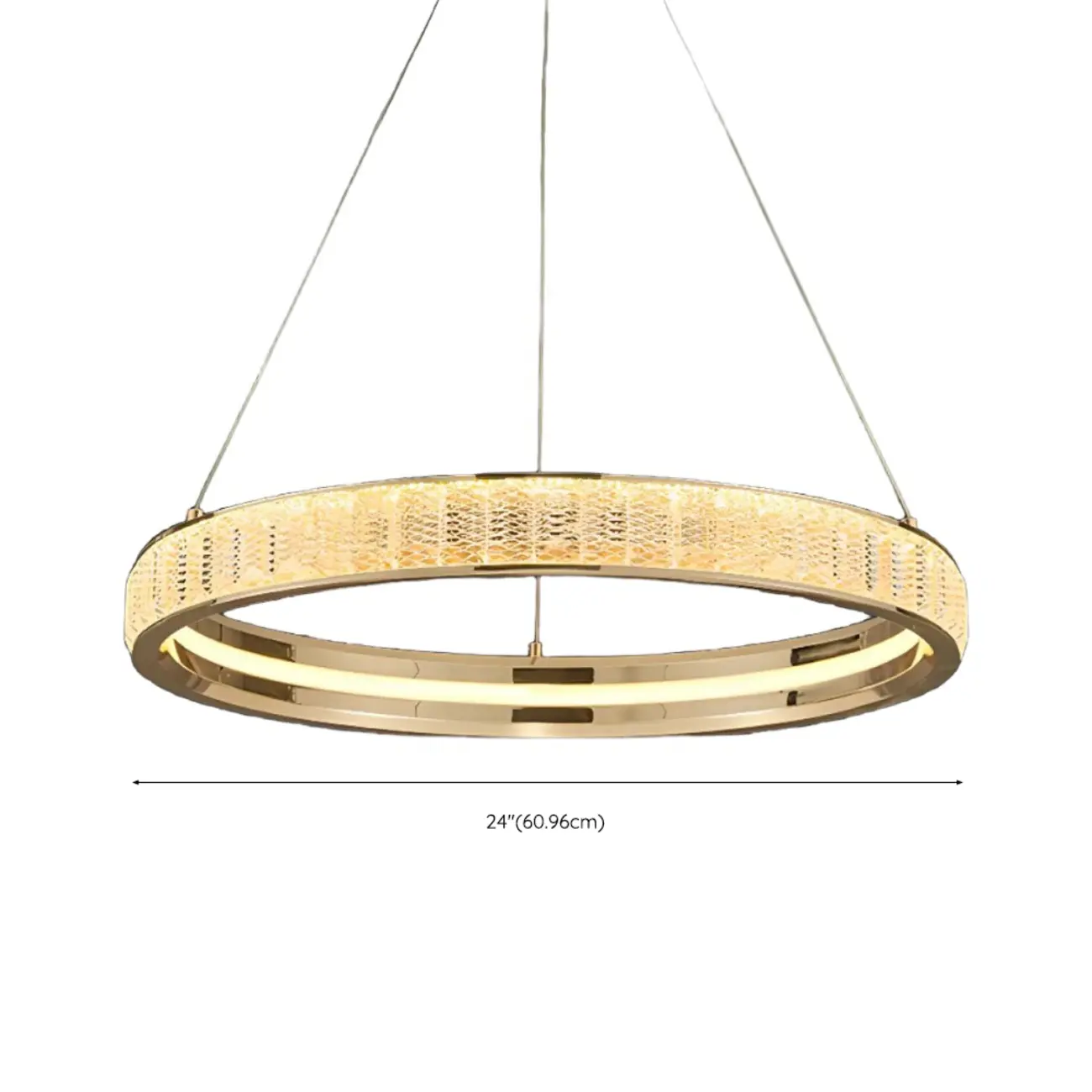 Luxury Gold Ring Crystal Elegant LED Chandelier