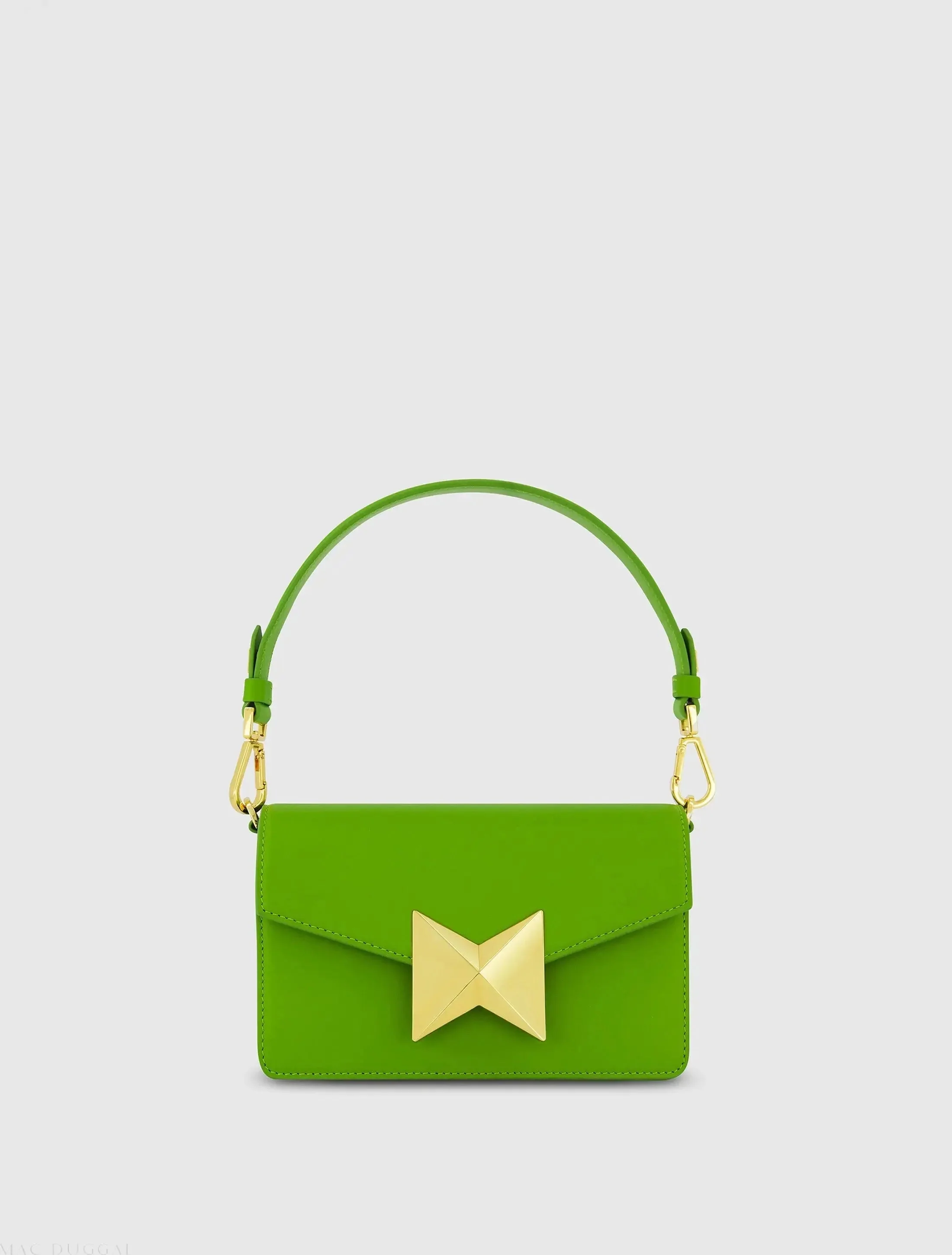 Green Mini Leather Shoulder Bag With Gold Hardware