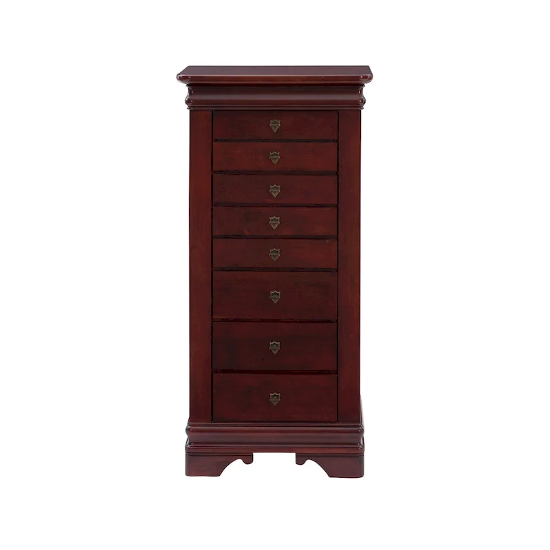 Flip-Top Wooden Jewelry Armoire with 8-Drawer - 42.75 - Brown