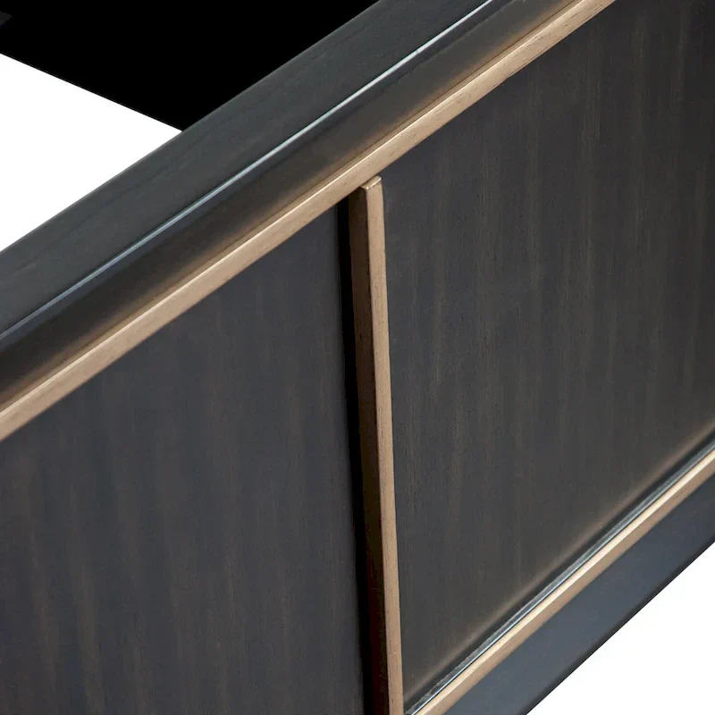 Espresso Panel Bed with Gold Accent Trim