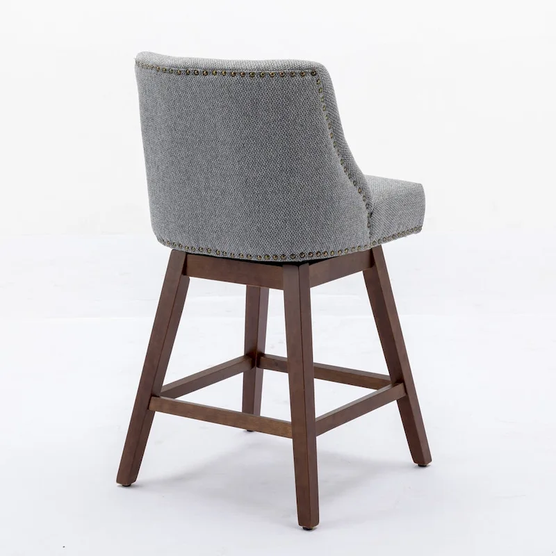Counter Height Swivel Barstools, 26 H Seat Height Upholstered Bar Stools Set of 2, Fabric