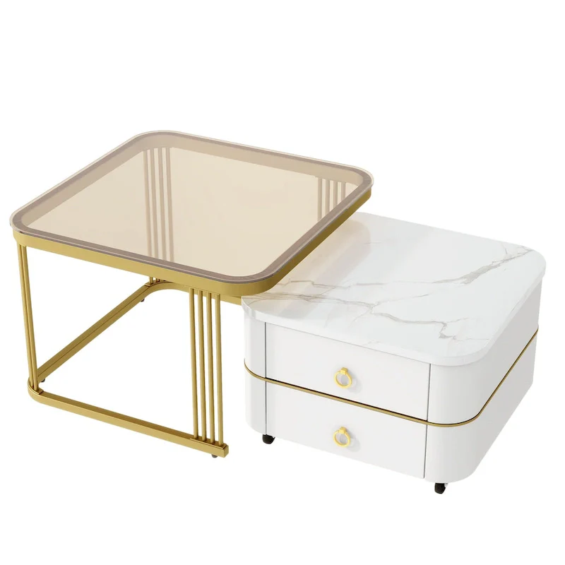 Nesting Coffee Table Set with Wheels, Set of 2