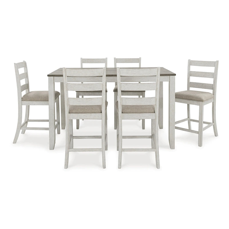 Signature Design by Ashley Skempton White Counter Height Dining Table and Bar Stools (Set of 7)