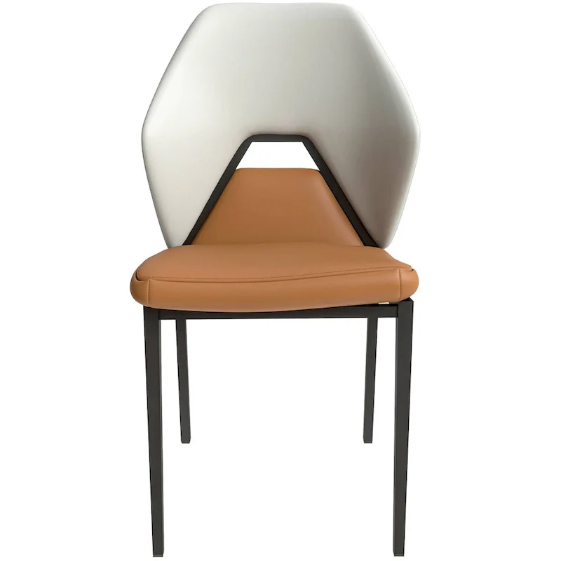 PU Leather Dining Chair – Brown/Grey/Blue Grey/Green Blue/White, Iron Legs, Single