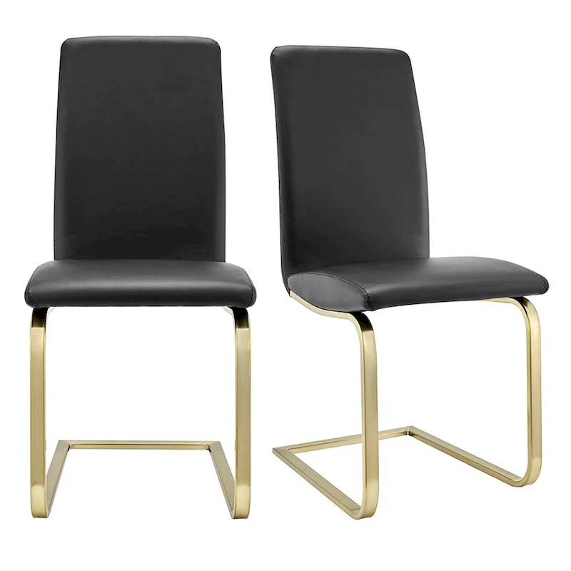 Dining Chair in Black with Matte Brushed Gold Legs