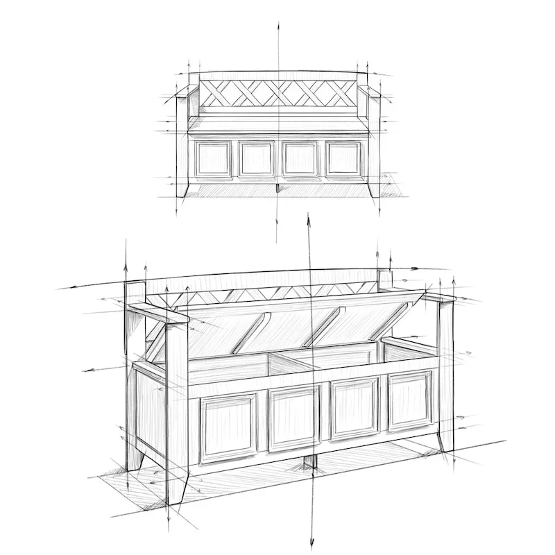 48 Inch Solid Wood Entryway Storage Bench - Seats 2
