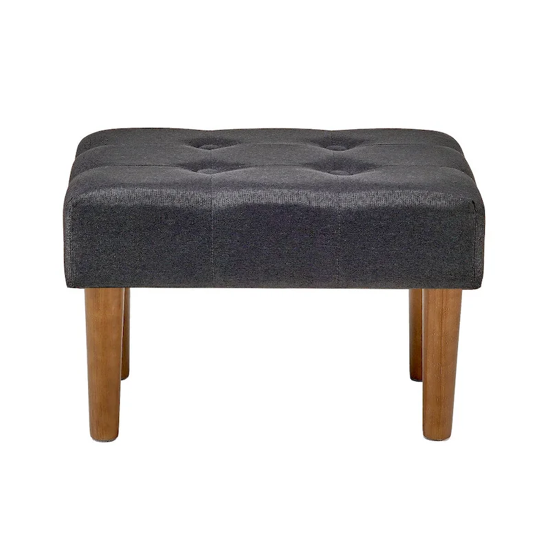 2 Pcs Small Foot Stool Ottoman, Linen Ottoman Foot Rest with Legs, Rectangle Upholstered Footrest