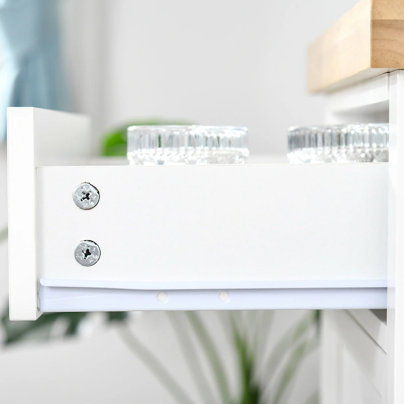 HOMCOM Utility Kitchen Cart, Rolling Kitchen Island with Smooth Rubberwood Top, Narrow Butcher Block Surface on Wheels