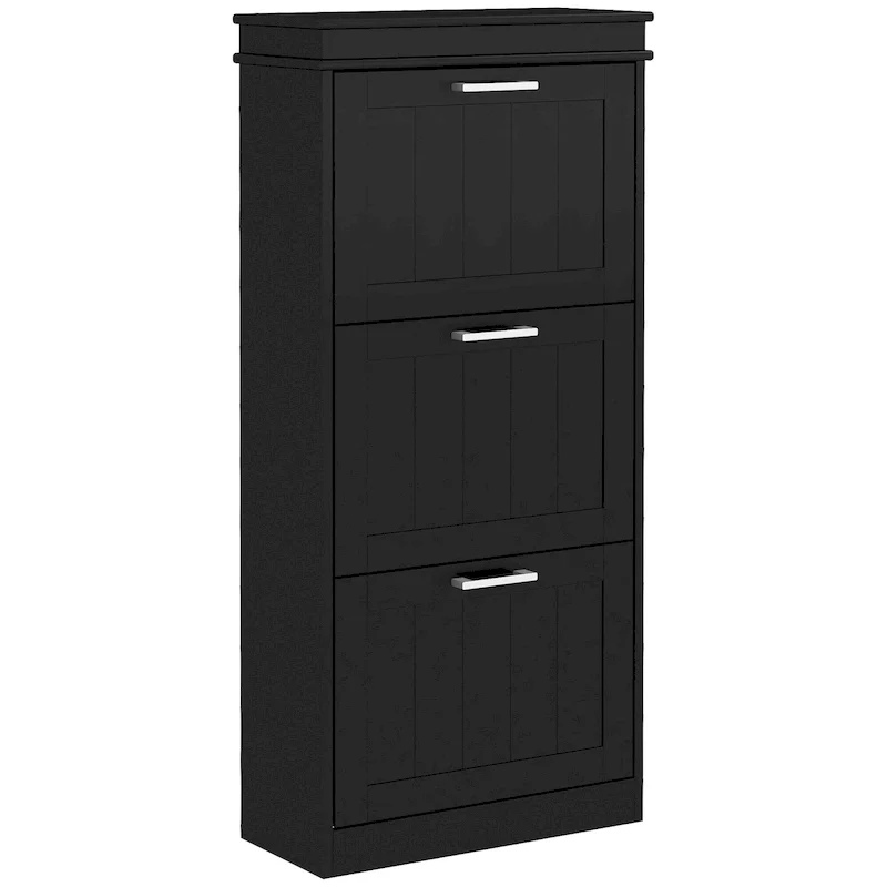 Shoe Cabinet for Entryway, Narrow Shoe Rack Storage Organizer with 3 Flip Drawers and Adjustable Shelves for 15 Pairs of Shoes