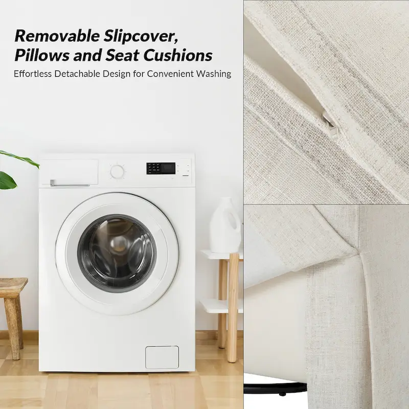 Stan Farmhouse Slipcover Rocking Swivel Chair Set of 2 by HULALA HOME