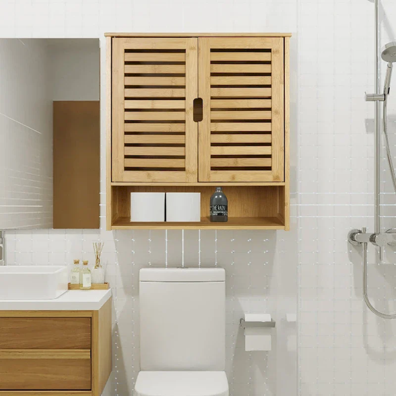 Bathroom Wall Cabinet Storage Organizer with Adjustable Shelf Double Door