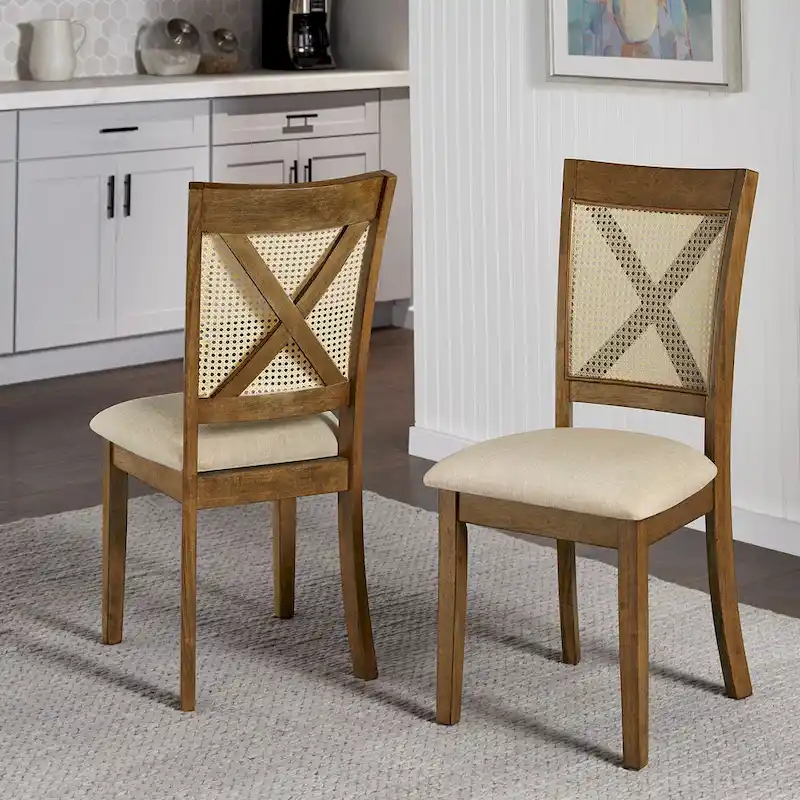 Plaga X-Back Cane Accent Dining Chair (Set of 2) by  - Dining Chair