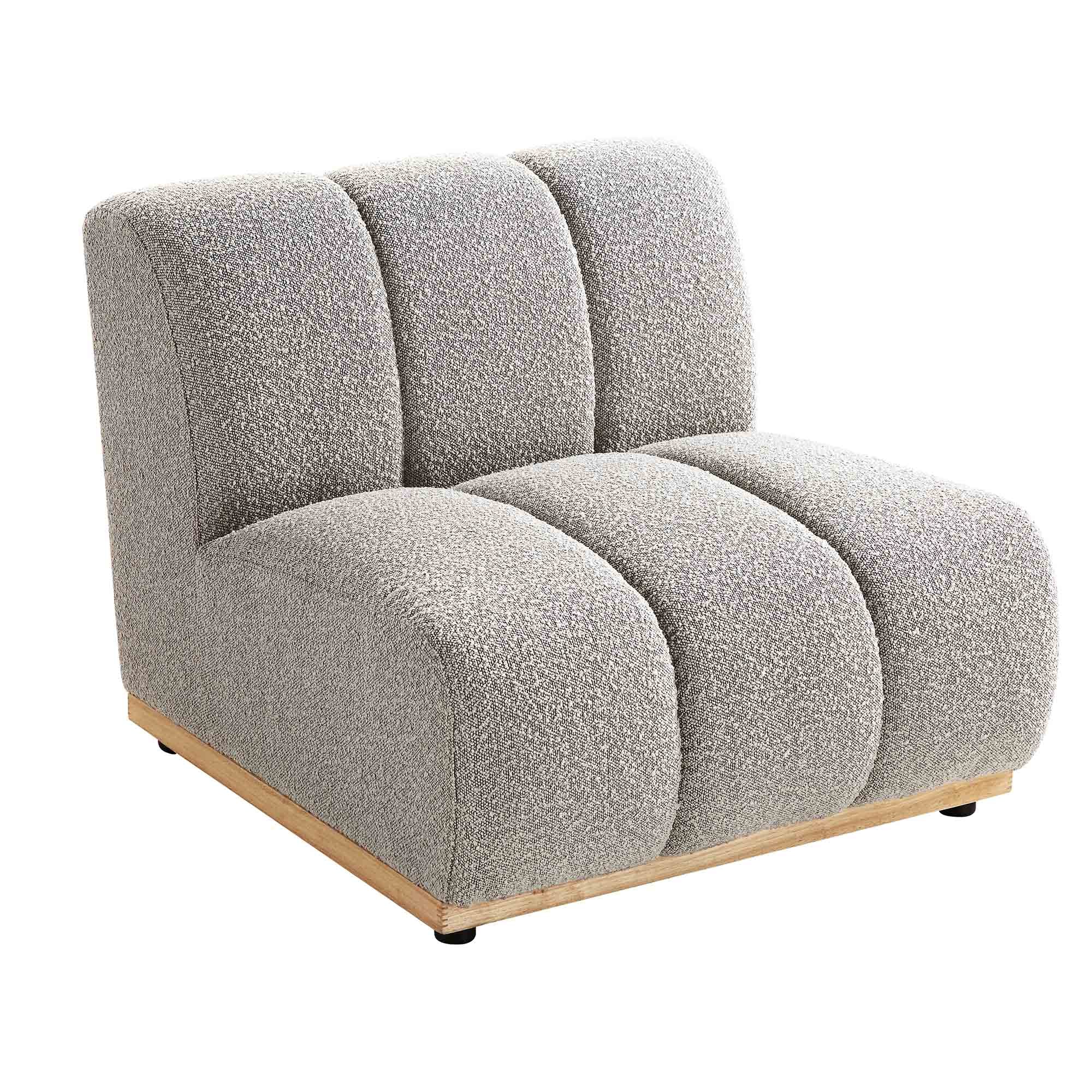 Taupe Boucle Sectional Sofa, 1-Seater Armless Sofa