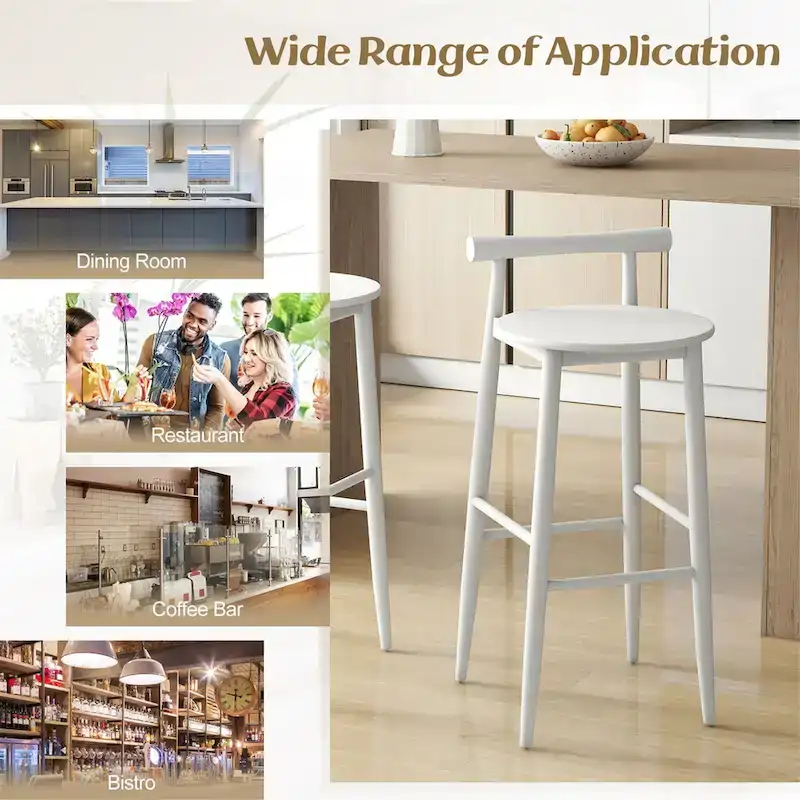 Gymax Bar Height Stools Set of 4 Bar Chair w/ Acacia Wood Frame