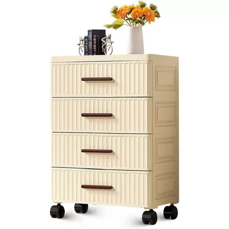 Acekool Plastic Drawer Cabinet with Wheels, Rollable Storage Drawer Box, Multi-Layer Organizer for Bedroom, Office, Home4 Levels