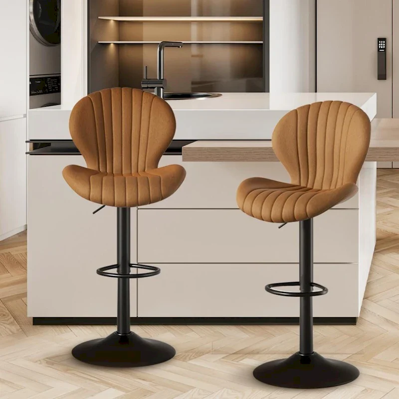 Modern Fabric Bar Stool with Iron Frame - 2 Pack